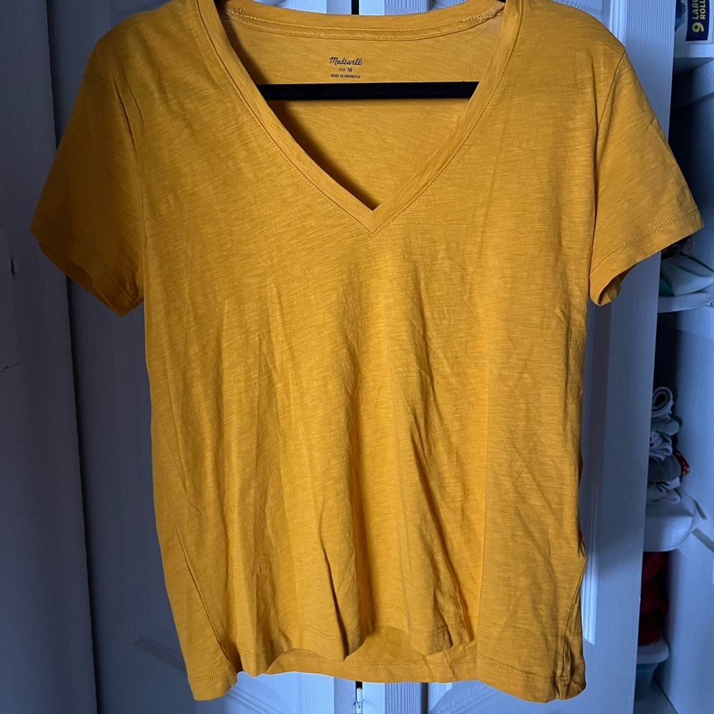 Madewell Yellow V-Neck Short Sleeve Tee
